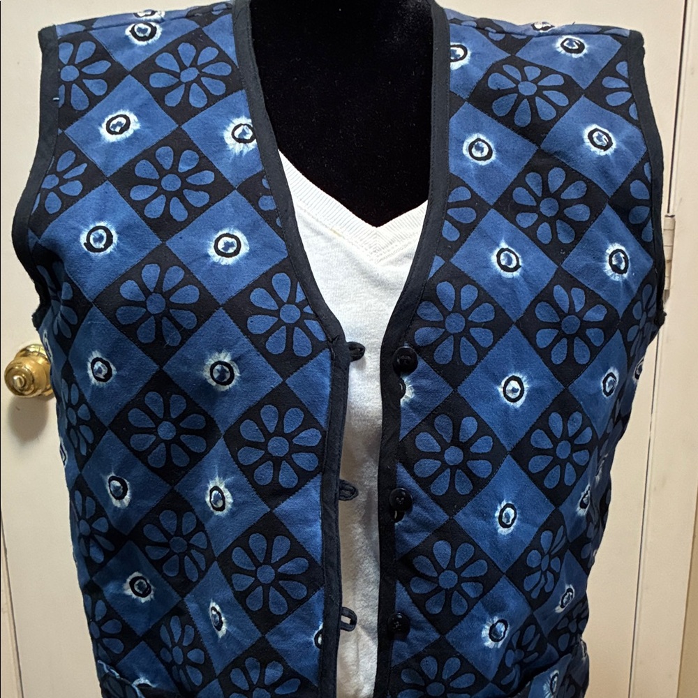 Blue Patterned Women's Vest